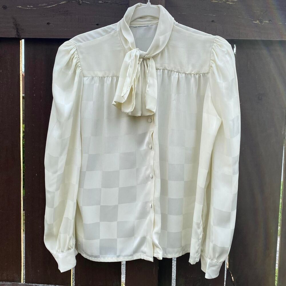 Vintage Silk Checkered Blouse